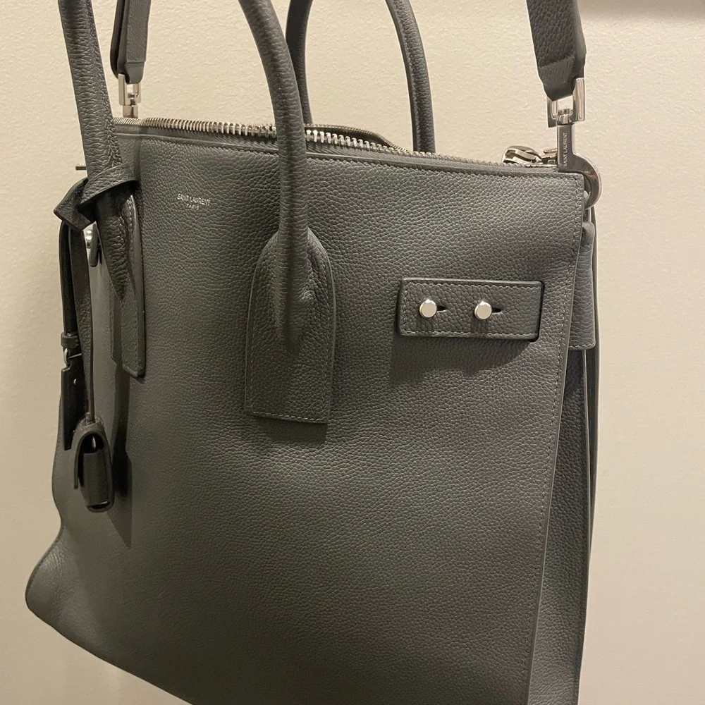 Saint Laurent Dark Gray Leather Briefcase